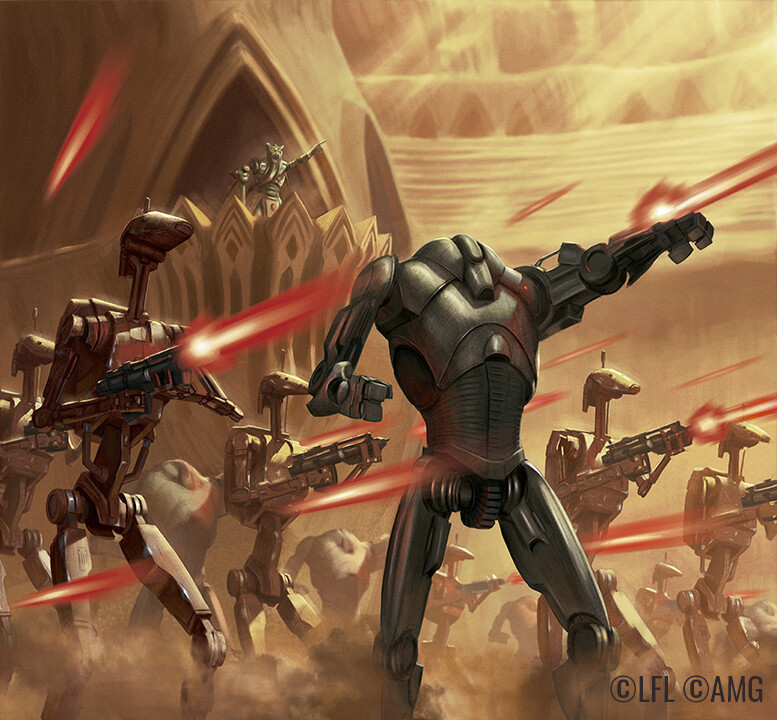 b1_battle_droid b2_battle_droid gun holding holding_gun holding_weapon laser outdoors robot star_wars star_wars_legion watermark weapon wilmar_ballespi