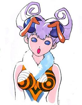 antennae bee bee_girl black_eyes bug capcom bug arthropod_girl lowres monster_girl open_mouth purple_hair q-bee darkstalkers wings
