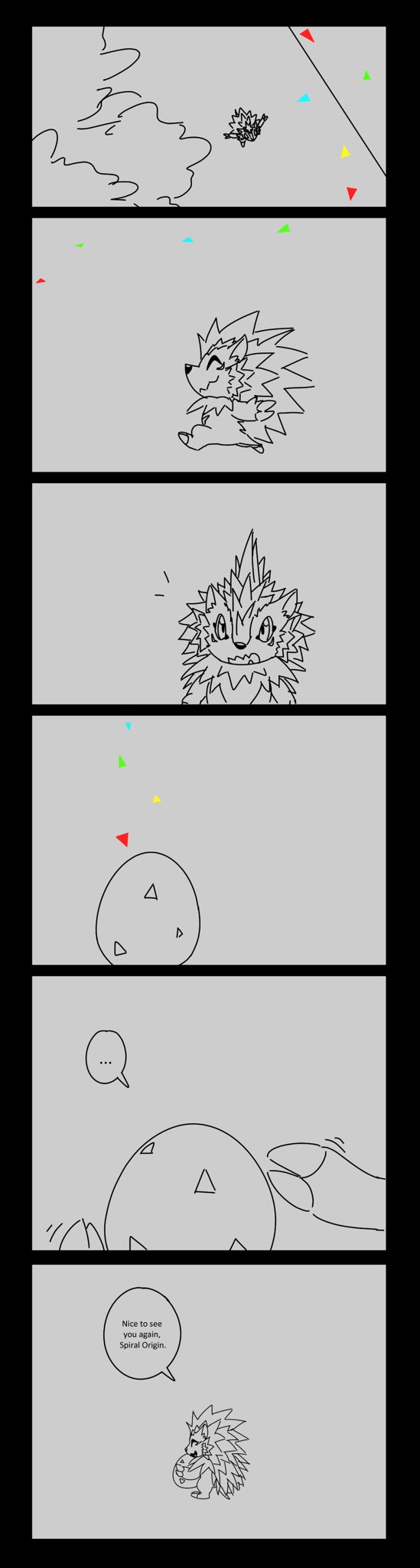 closed_eyes digimon digitama egg herissmon highres running smile spiral_(digimon) triangle