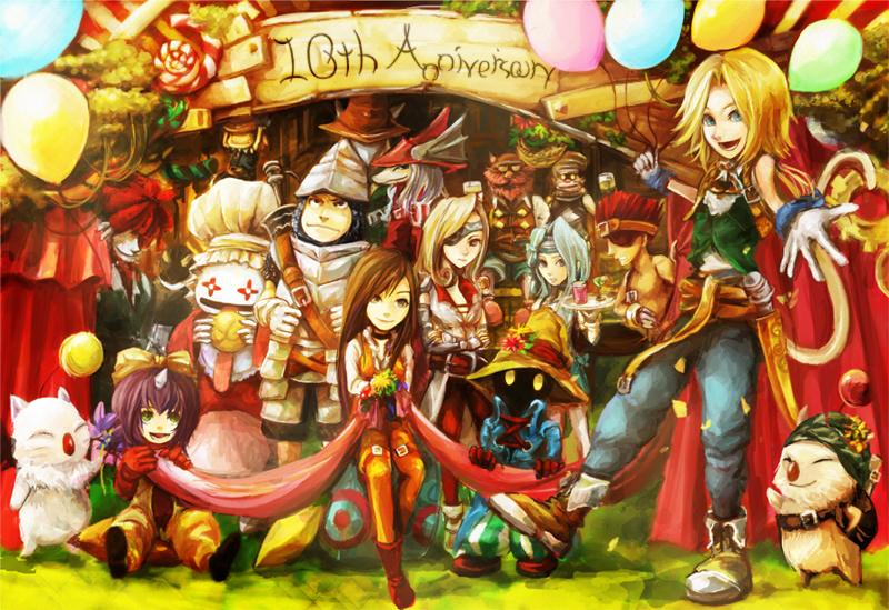 adelbert_steiner bad_id bad_pixiv_id baku_(ff9) beatrix black_hair blank_(ff9) blonde_hair blue_eyes bodysuit breasts brown_eyes brown_hair choker cinna_(ff9) commentary_request dress eiko_carol everyone final_fantasy final_fantasy_ix freija_crescent garnet_til_alexandros_xvii gloves long_hair meche multiple_boys multiple_girls orange_bodysuit quina_quen ruby_(ff9) salamander_coral short_hair smile tail vivi_ornitier zidane_tribal