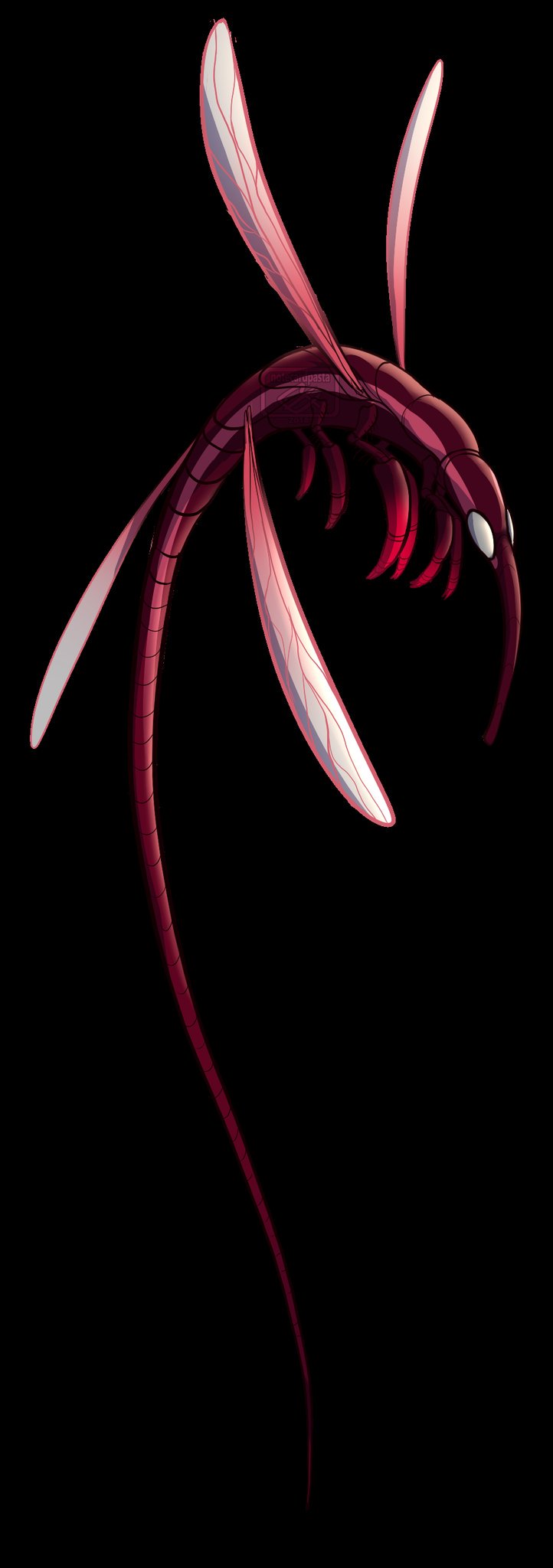 black_background bug creature fly highres insect insect_wings mosquito noodlefly_(rain_world) notecardpasta rain_world watermark wide-eyed wings