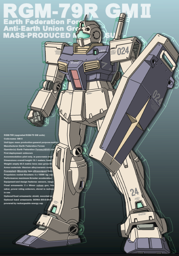 gm_ii gundam joy_(cyber_x_heaven) mecha no_humans robot shield zeta_gundam