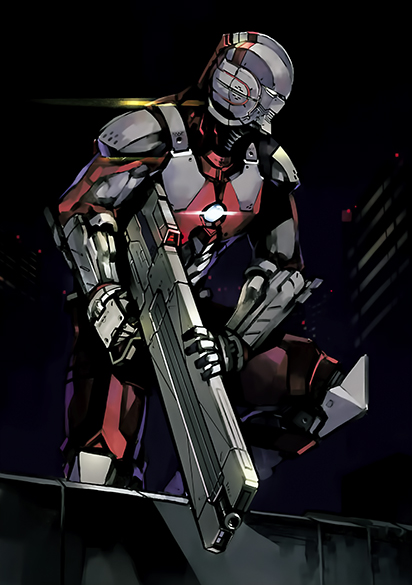 alien armor building city directed-energy_weapon energy_gun energy_weapon formal_clothes glowing gun hayata_shinjiro mars-133_kai mars-133_revised night official_art power_suit production_i.g rifle rooftop seijin shimoguchi_tomohiro skyscraper suit superhero_costume tsuburaya_productions ultra_series ultraman ultraman_(anime) ultraman_(hero&#039;s_comics) weapon