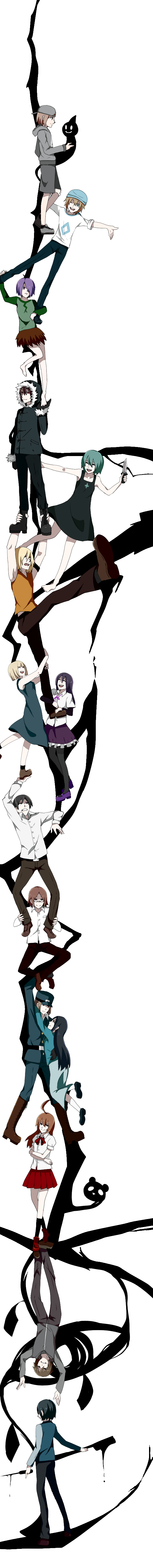 6+boys 6+girls absurdres ahoge akataripushi annotated barefoot black_hair blonde_hair boots brown_hair crossover debris_(game) dream_number dress durarara!! eric_(ubok.) funetsuki fur_trim ghost head_tilt highres hood hug jose_(kudaranu_mousou_no) kagerou_(witoru) kazagurama kazaguruma_(kudaranu_mousou_no) knife kudaranu_mousou_no loafers long_image long_skirt looking_at_another looking_at_viewer lost_game mark_(s//d) motoyuki_(k125) multiple_boys multiple_girls nagatsuki_(yume_wo) naoto_(akataripushi) nathan_(the_other_line) older_(game) parody rei_(dream_number) s//d sakura_(lost_game) shoes shorts simple_background skirt smile socks sometsuki takashi_(older) tall_image tatsuki_(debris) tec_(game) the_other_line trust_me_(durarara!!) ubok. ultra_violet_(game) uniform usotsuki witoru yomika yongoh yume_graffiti yume_nisshi yume_wo
