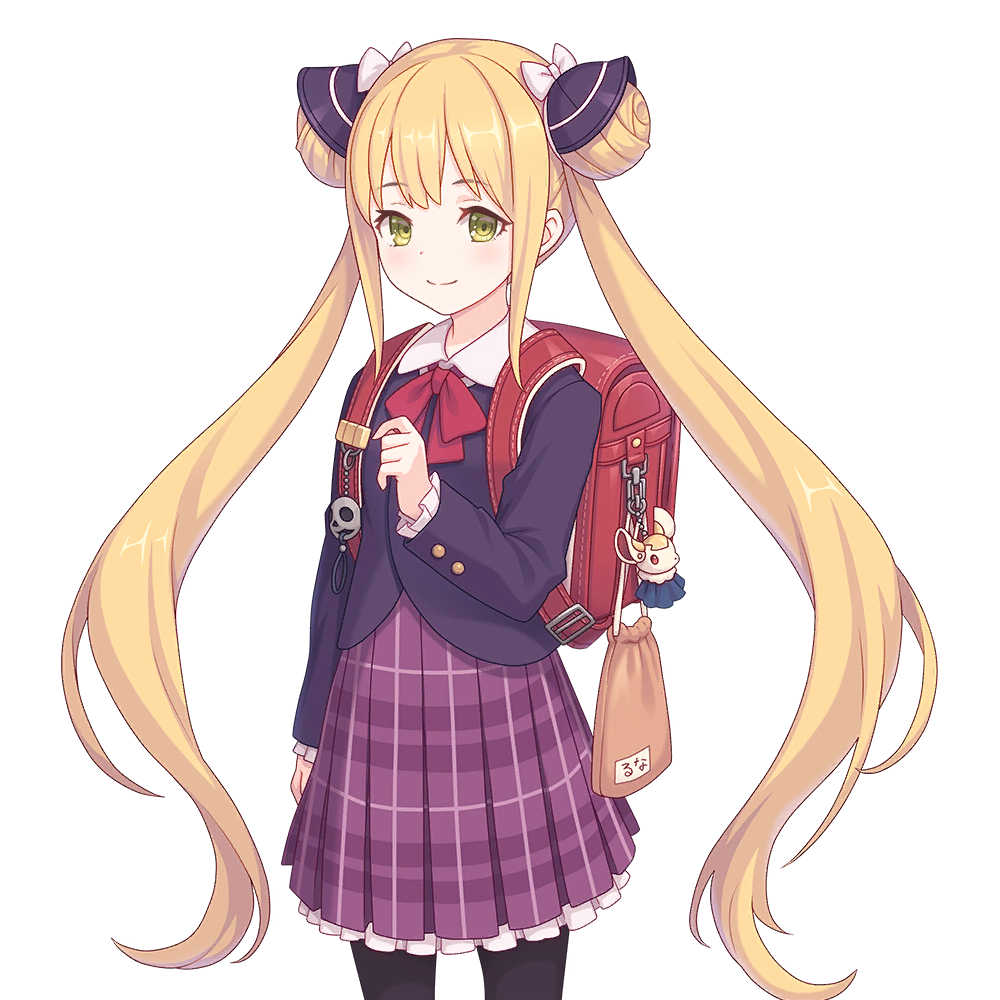1girl backpack bag black_jacket green_eyes jacket long_hair looking_at_viewer luna_(shadowverse) necktie official_art pantyhose pleated_skirt princess_connect! red_bag red_necktie school_uniform shadowverse skirt tachi-e transparent_background twintails