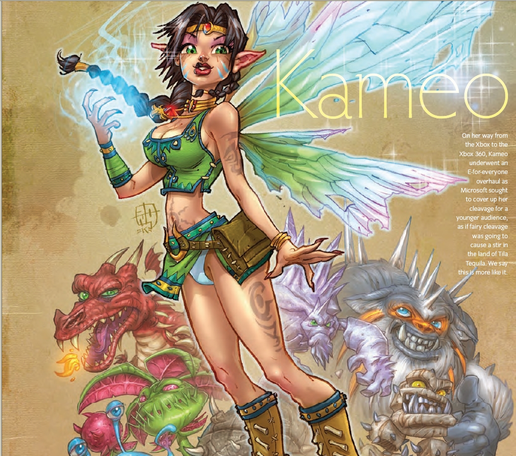 1girl bag black_hair blue_panties bodypaint boots bracelet braid breasts choker circlet claws cleavage crop_top dark-skinned_female dark_skin dragon english_text facepaint fairy fangs female_focus green_eyes jewelry kameo:_elements_of_power kameo_(kameo) lipstick makeup microsoft midriff miniskirt monster nail_polish necklace panties pantyshot pointy_ears rareware satchel skirt solo tank_top tattoo teeth tiara underwear wings