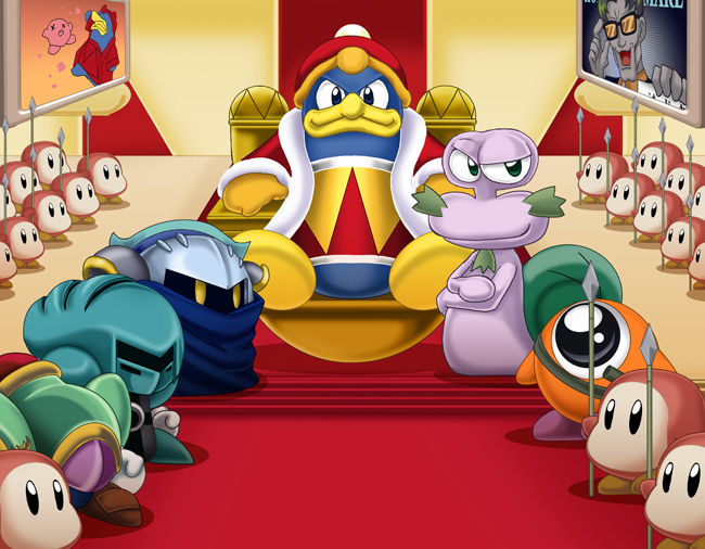 armor blade_knight cape customer_service_(kirby) escargon glasses king_dedede kirby_(series) mask meta_knight monitor nintendo polearm spear sword sword_knight waddle_dee waddle_doo weapon yuki_(cheese-factory)