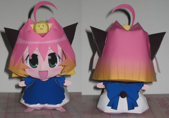 00s ahoge animal_ears baby_animal bird cat_ears chick gradient_hair multicolored_hair papercraft_(medium) photo_(medium) potemayo potemayo_(character) unconventional_media