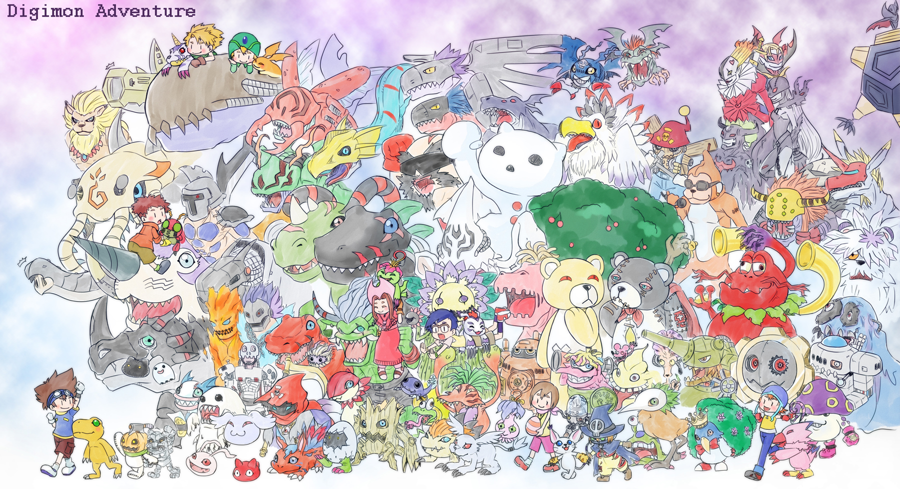 3girls 5boys agumon andromon anomalocarimon apocalymon bakemon beak bird blossomon botamon bug cat centalmon cockatrimon crown darktyranomon deathmon delumon devidramon devimon digimon digimon_(creature) digimon_adventure digitama digitamamon dokugumon drimogemon egg elecmon etemon everyone evilmon fantomon floramon gabumon gazimon gekomon gerbemon gesomon gigadramon gizamon glasses gomamon gottsumon guardromon hagurumon hangyomon highres ishida_yamato izumi_koshiro jyureimon kido_jo kiwimon koromon kuwagamon ladydevimon leomon mammon mask mechanorimon megadramon meramon metalseadramon mojyamon monochromon monzaemon mugendramon multiple_boys multiple_girls mushmon nanimon nanomon numemon open_mouth orgemon otamamon pagumon palmon patamon picodevimon piemon pinochimon piyomon poyomon pumpmon punimon pyocomon raremon redvegimon reptile scumon seadramon sharp_teeth shellmon snimon tachikawa_mimi tailmon takaishi_takeru takenouchi_sora tankmon teeth tentomon tonosamagekomon tuskmon tyranomon tyumon unimon vademon vamdemon warumonzaemon whamon wings wizarmon woodmon yagami_hikari yagami_taichi yukidarumon yuramon