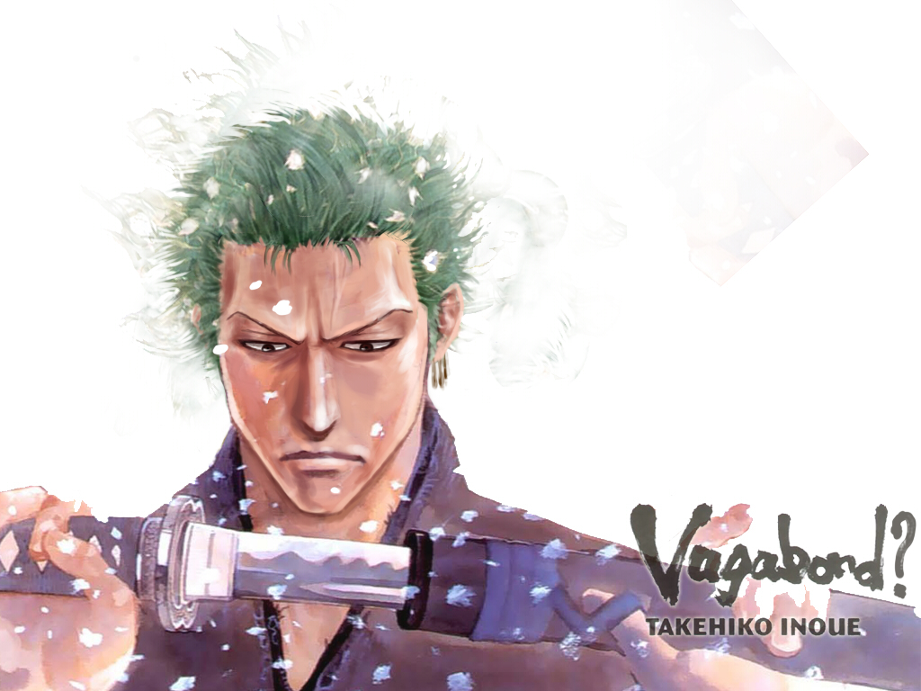 1boy earrings green_hair jewelry katana male_focus one_piece roronoa_zoro s_h_a_m_o scabbard sheath solo sword vagabond weapon