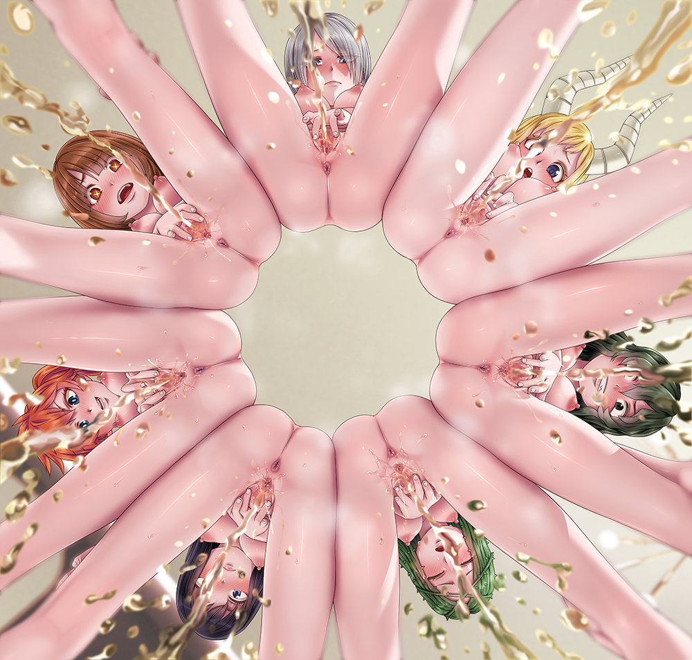 6+girls :o anus ass-to-ass black_hair blonde_hair blue_eyes blunt_bangs blush boku_no_hero_academia breasts brown_hair censored circle_formation closed_eyes closed_mouth commentary_request completely_nude from_below frown furrowed_brow green_hair grey_hair hair_over_one_eye horns indoors kendou_itsuka kneepits kodai_yui komori_kinoko large_breasts long_hair looking_at_viewer looking_up moaning mosaic_censoring multiple_girls nakanocchi nipples nude open_mouth orange_hair paid_reward_available peeing peeing_on_viewer peeing_together plant plant_hair pussy shiozaki_ibara short_hair spread_pussy symbol-shaped_pupils tokage_setsuna tsunotori_pony variant_set vines x-shaped_pupils yanagi_reiko
