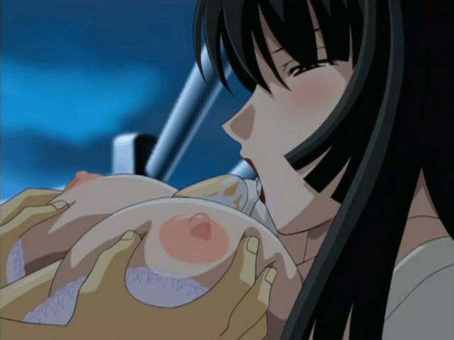 00s ane_to_boin animated animated_gif black_hair breasts fellatio hanamaru_biwa hanamaru_keisuke large_breasts nipples oral paizuri penis saliva uncensored