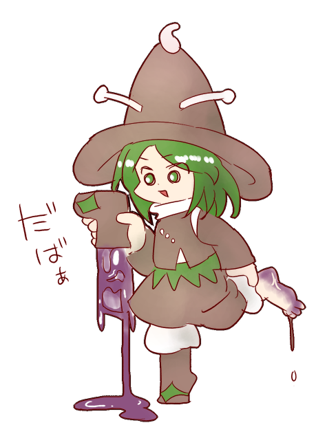 1other amanomori_shou antennae baggy_pants boots brown_boots brown_hat brown_skirt brown_sleeves brown_vest chikafumikou commentary_request detached_sleeves dot_nose full_body green_eyes green_hair hand_on_own_leg happy hat holding holding_boots holding_footwear holding_unworn_clothes layered_sleeves len&#039;en long_sleeves looking_at_object medium_hair miniskirt open_mouth pants pants_under_skirt shirt simple_background single_bare_foot skirt slime_(substance) smile solo standing standing_on_one_leg toes translation_request triangle_mouth turtleneck turtleneck_shirt unworn_boots vest white_background white_pants white_shirt