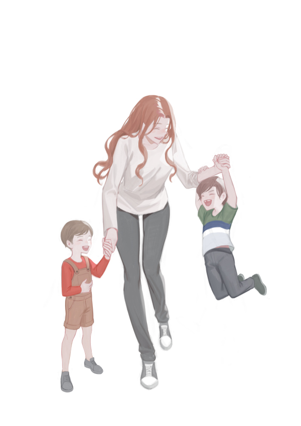 1girl 2boys arms_up billy_maximoff blue_shirt brothers brown_hair brown_jumpsuit child closed_eyes full_body green_shirt grey_footwear grey_pants hand_up happy holding holding_hands jumpsuit korean_commentary long_hair long_sleeves marvel marvel_cinematic_universe mother_and_son multicolored_clothes multicolored_shirt multiple_boys no_socks open_mouth overall_shorts overalls pants poboong123 red_shirt shirt shoes short_hair short_sleeves siblings sidelocks simple_background smile sneakers standing t-shirt teeth toddler tommy_maximoff twins wanda_maximoff wandavision wavy_hair white_background white_footwear white_shirt