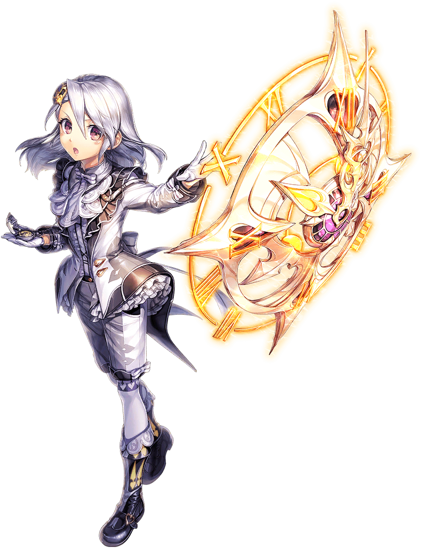 1girl :o artist_request bad_source boots bow clock full_body game_cg gloves holding holding_pocket_watch long_sleeves official_art pocket_watch roman_numeral short_hair solo third-party_source towa_(unitia) transparent_background unitia watch white_gloves white_hair
