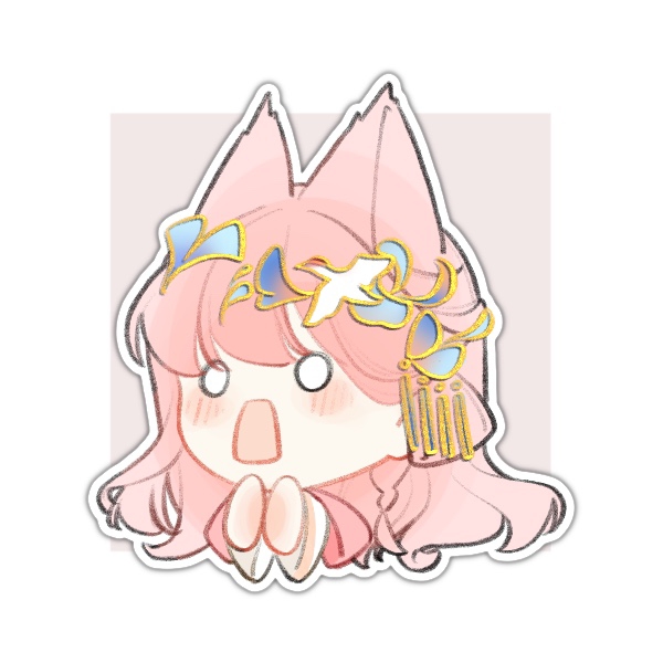1girl animal_ears bird bird_hair_ornament braid chibi chinese_clothes chinese_commentary commentary_request crane_(animal) cropped_torso fox_ears grey_background hair_bun hair_ornament hanfu huizi kemonomimi_mode light_blush long_hair long_sleeves looking_ahead nikki_(nikki) nikki_(series) o_o open_mouth outline own_hands_together pink_hair pink_shawl second-party_source shawl side_braid single_braid single_side_bun solo surprised swept_bangs two-tone_background white_background white_hanfu white_outline wide_sleeves