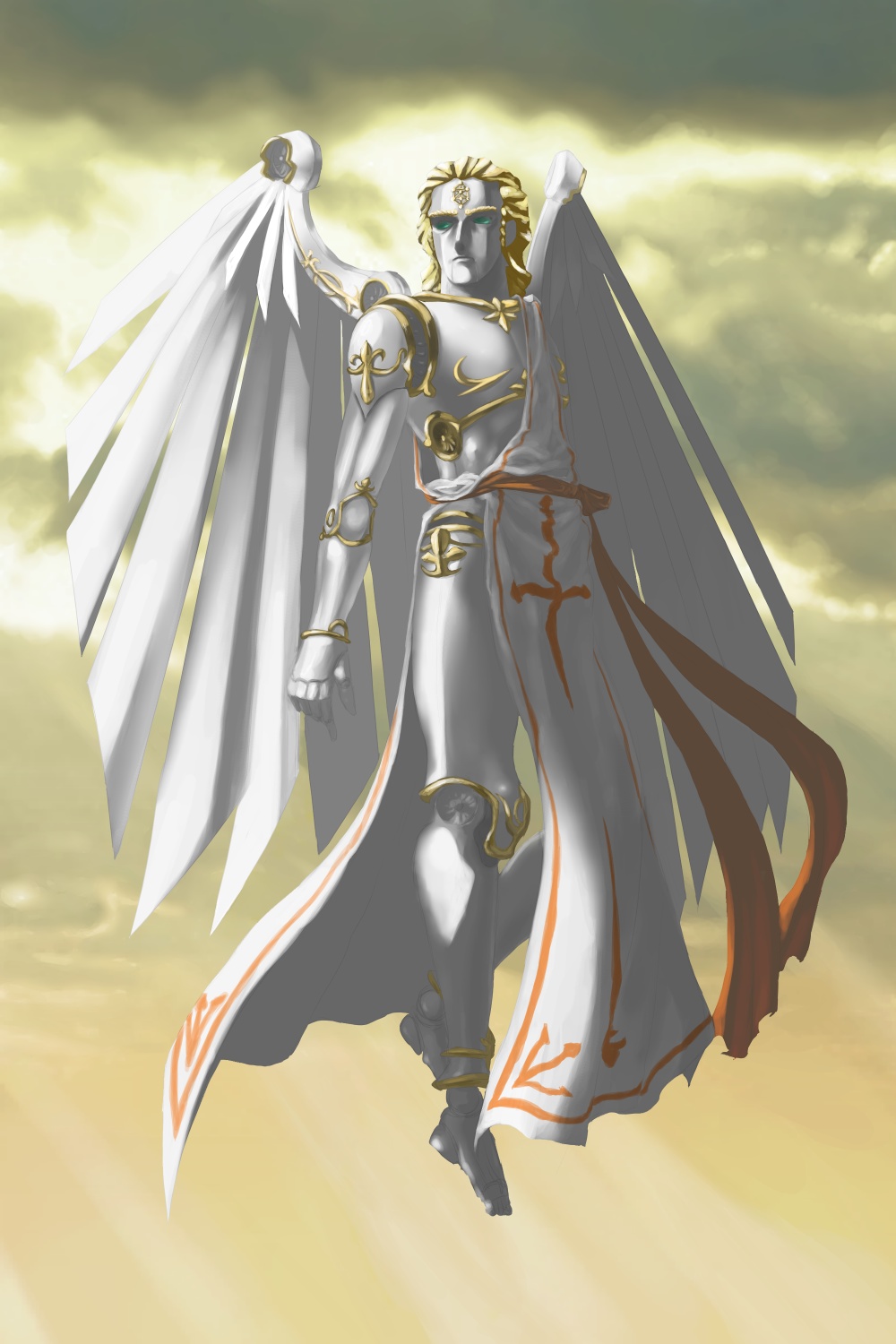 1boy angel atlus highres male_focus metatron monster nocturne shin_megami_tensei solo wings