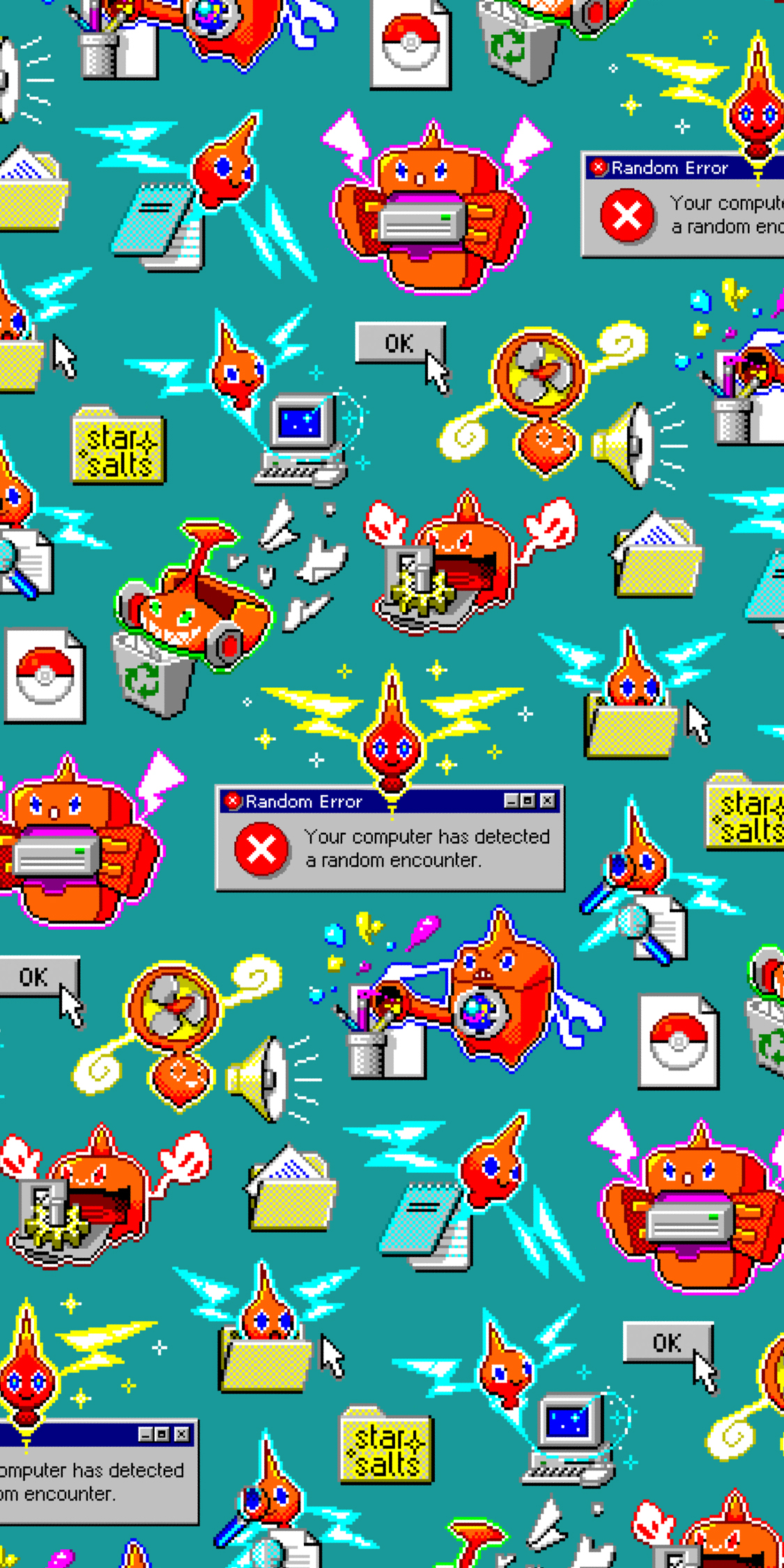 alternate_color aqua_background arrow_(symbol) artist_name blue_eyes blue_outline closed_mouth computer computer_keyboard computer_mouse cursor electric_fan electricity english_text folder full_body gears gen_4_pokemon green_eyes green_outline grin happy highres lawnmower magnifying_glass microsoft_windows monitor multiple_views nintendo no_humans notepad open_mouth orange_eyes outline oven paper pencil pink_outline pixel_art poke_ball_symbol pokemon pokemon_(creature) recycle_bin recycling_symbol red_eyes red_outline refrigerator rotom rotom_(fan) rotom_(frost) rotom_(heat) rotom_(mow) rotom_(normal) rotom_(wash) sharp_teeth shiny_and_normal shiny_pokemon smile sparkle speaker splatter starsalts straight-on teeth tileable washing_machine window_(computing) windows_95 windows_98 windows_classic yellow_outline