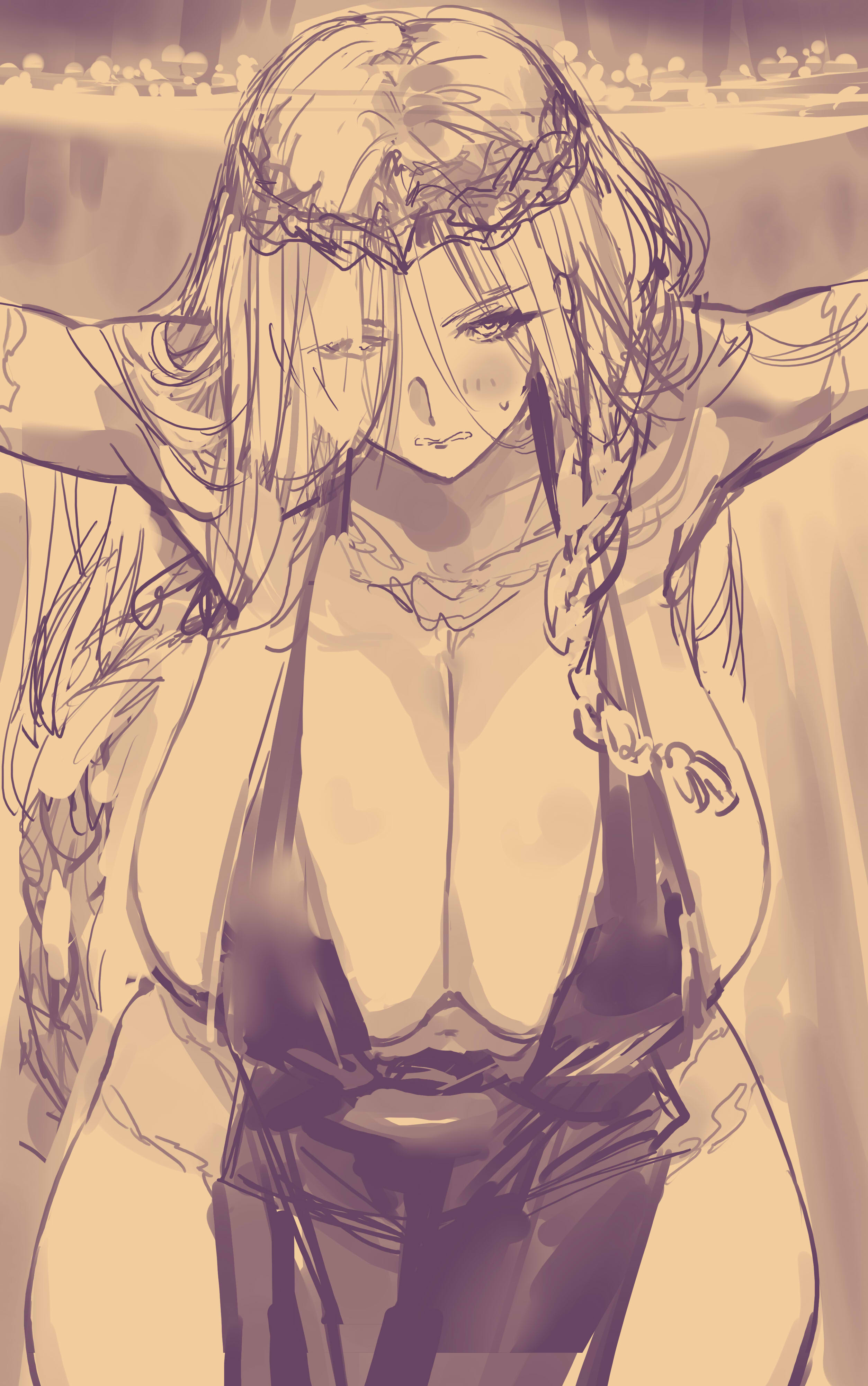 1girl absurdres breasts elden_ring highres huge_breasts long_hair mature_female negresco queen_marika_the_eternal solo tagme
