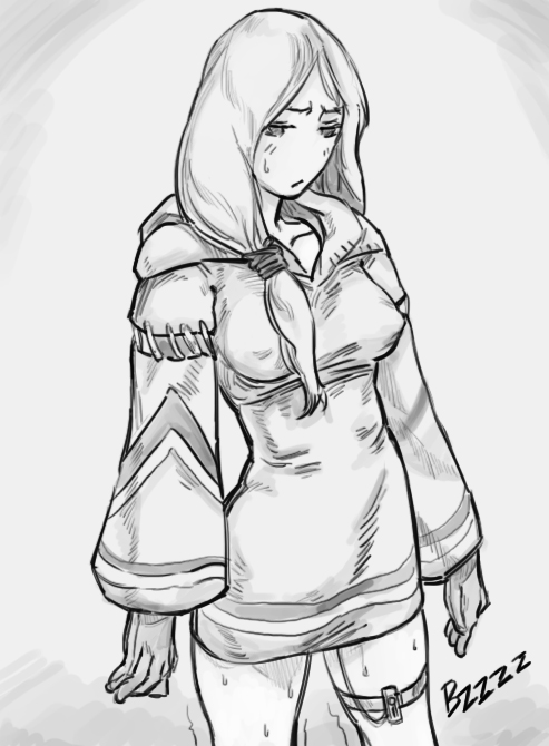 1girl arms_at_sides bad_id bb_(baalbuddy) breasts drawfag female_focus female_masturbation final_fantasy final_fantasy_tactics geomancer geomancer_(fft) gloves greyscale half-closed_eyes hood inactive_account long_hair masturbation medium_breasts monochrome nipples ponytail remote_control_vibrator sex_toy side_ponytail solo square_enix stealth_masturbation sweat thigh_strap thighhighs vibrator vibrator_in_thighhighs vibrator_under_clothes