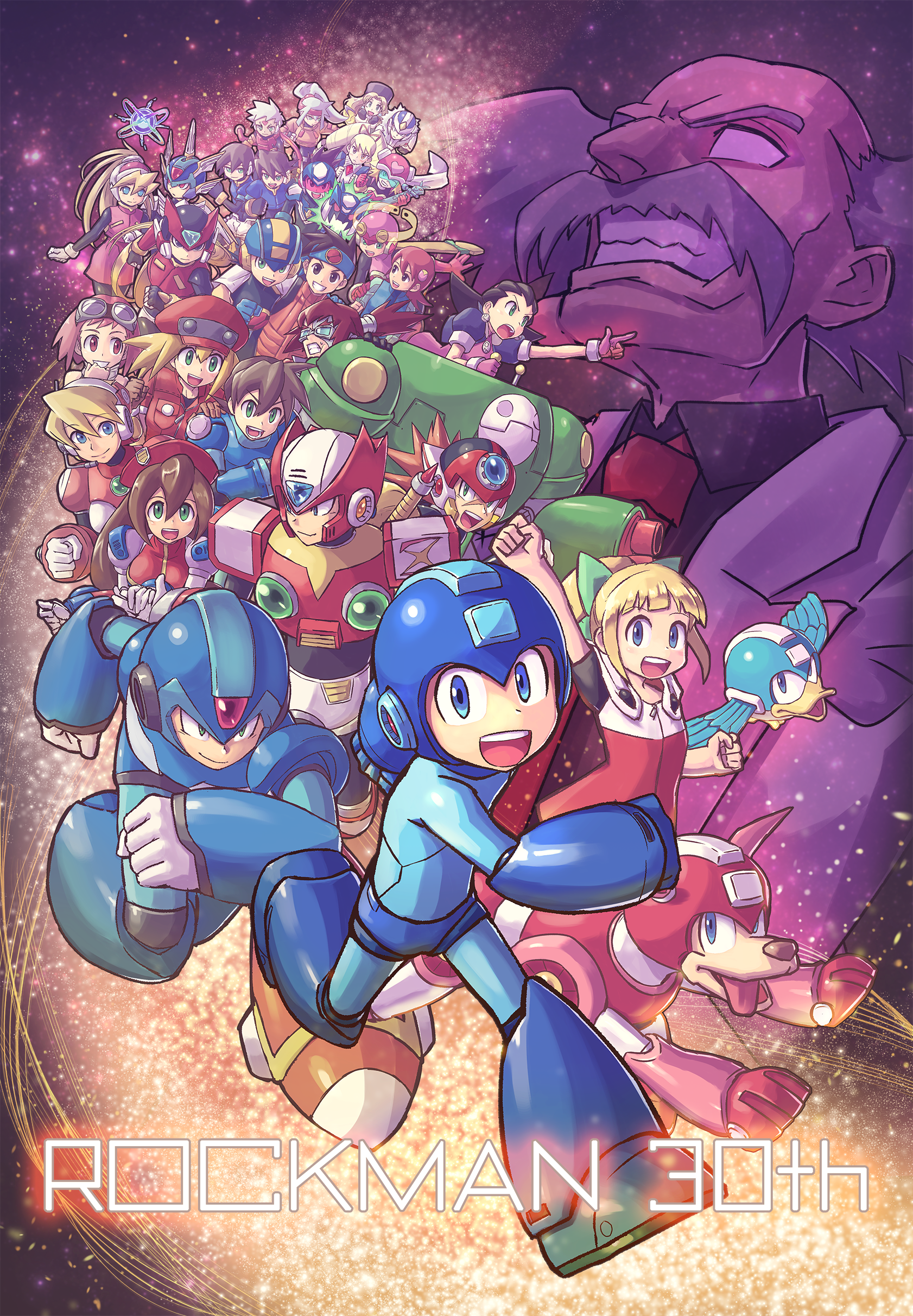 6+boys 6+girls absolutely_everyone absurdres aero_(mega_man) aile_(mega_man_zx) alia_(mega_man) android anniversary arm_cannon ashe_(mega_man) axl_(mega_man) barrett_(mega_man) beak beat_(mega_man) beret blonde_hair blue_eyes blush boots bow brown_eyes brown_hair buster capcom character_request ciel_(mega_man) cinnamon_(mega_man) copy_x_(mega_man) copyright_name cyber_elf_x_(mega_man) dog dr._wily_(mega_man) dress earrings everyone facial_hair fringe_trim fur_collar geo_stelar_(mega_man) gloves goggles green_eyes grey_(mega_man) grey_hair hair_between_eyes hair_ornament hair_ribbon harp_note_(mega_man) hat headband headgear helmet high_ponytail highres hood hoodie hoshikawa_subaru iris_(mega_man) jacket jewelry kalinka_cossack_(mega_man) kuroi_susumu lan_hikari_(mega_man) layered_sleeves long_hair long_sleeves luna_platz_(mega_man) mayl_sakurai_(mega_man) mega_man_(character) mega_man_(classic) mega_man_(series) mega_man_11 mega_man_battle_network mega_man_battle_network_(series) mega_man_legends_(series) mega_man_legends_3 mega_man_star_force_(series) mega_man_volnutt mega_man_x4 mega_man_x7 mega_man_x_(series) mega_man_zero_(series) mega_man_zx mega_man_zx_advent megaman.exe multiple_boys multiple_girls mustache necktie non-humanoid_robot omega-xis_(mega_man) open_mouth outstretched_arm over-1_(mega_man) pantyhose pantyhose_under_shorts pink_hair pocket ponytail red_eyes ribbon robot robot_animal rock rockman_xover roll.exe_(mega_man) roll_(mega_man) roll_caskett_(mega_man) running rush_(mega_man) serious short_hair short_over_long_sleeves short_sleeves shorts sidelocks skirt sky smile sonia_strumm_(mega_man) star_(sky) star_(symbol) starry_background starry_sky tareme teeth text_focus tongue tron_bonne_(mega_man) tsurime twintails vent_(mega_man) visor weapon white_gloves x_(mega_man) zero(z)_(mega_man) zero_(mega_man) zipper