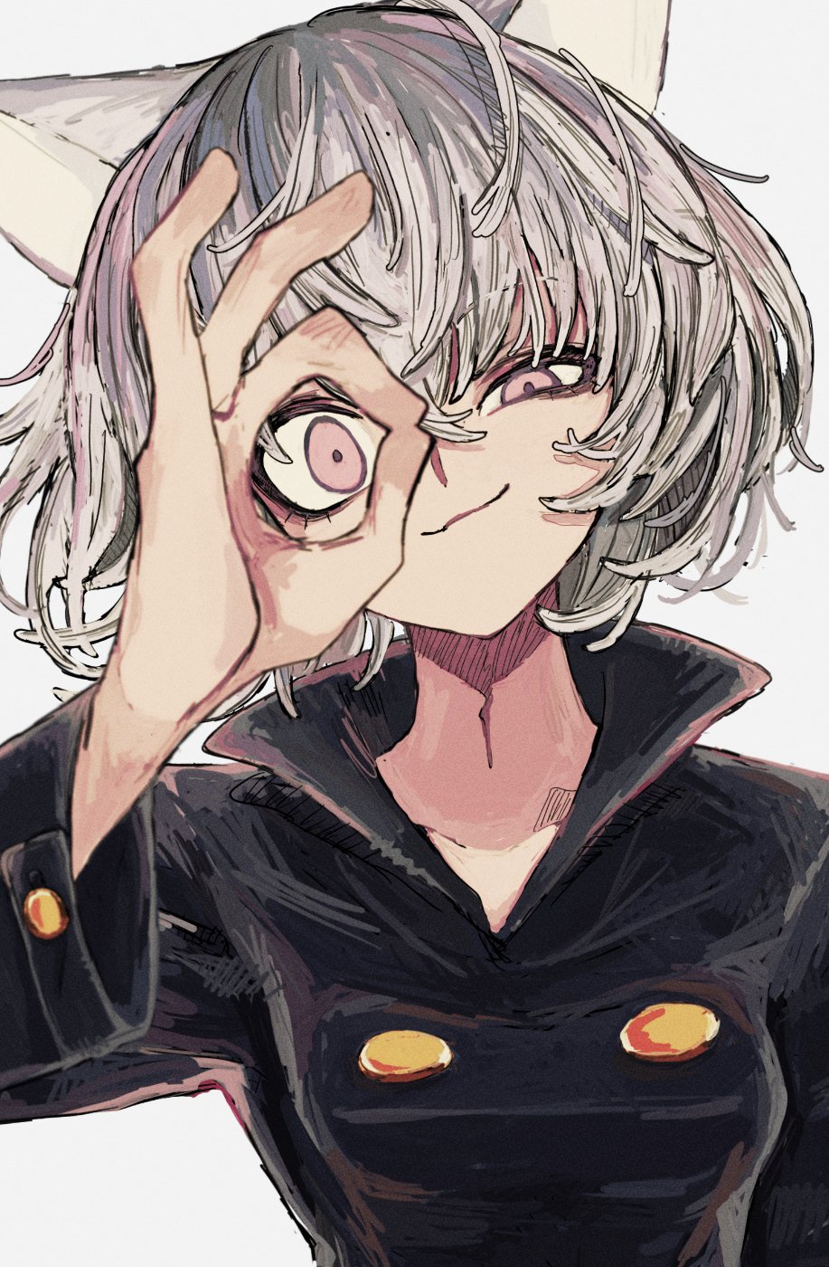 1girl animal_ears cat_ears cat_girl highres hunter_x_hunter long_sleeves maikeru_(dk_maikel) neferpitou smile solo