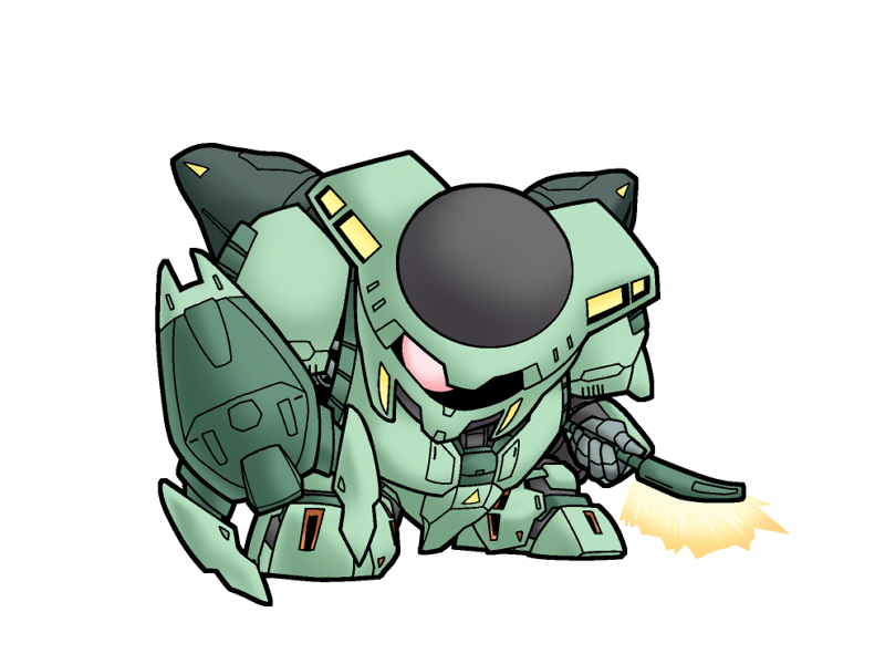 axe bolinoak_sammahn chibi claw_(weapon) gundam mecha nekoguruma no_humans robot shield simple_background solo weapon zeta_gundam