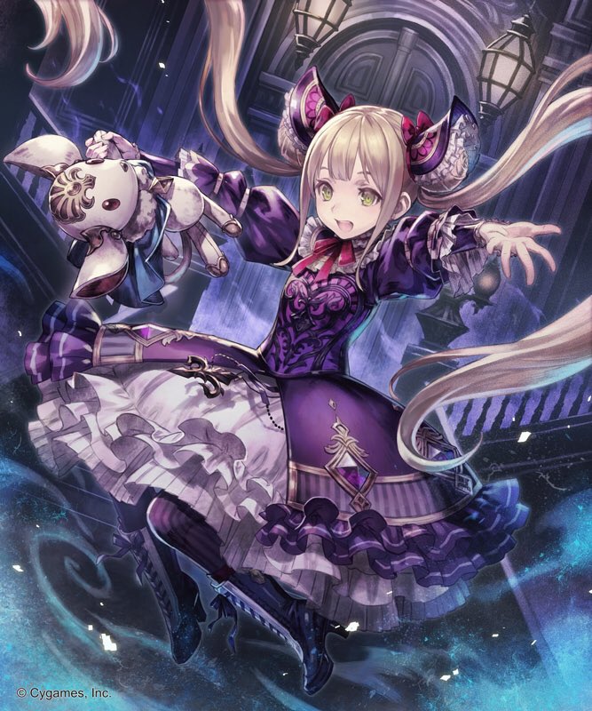 1girl blonde_hair boots dress full_body luna_(shadowverse) mayoko_(sisqo_5003) shadowverse shingeki_no_bahamut tagme twintails