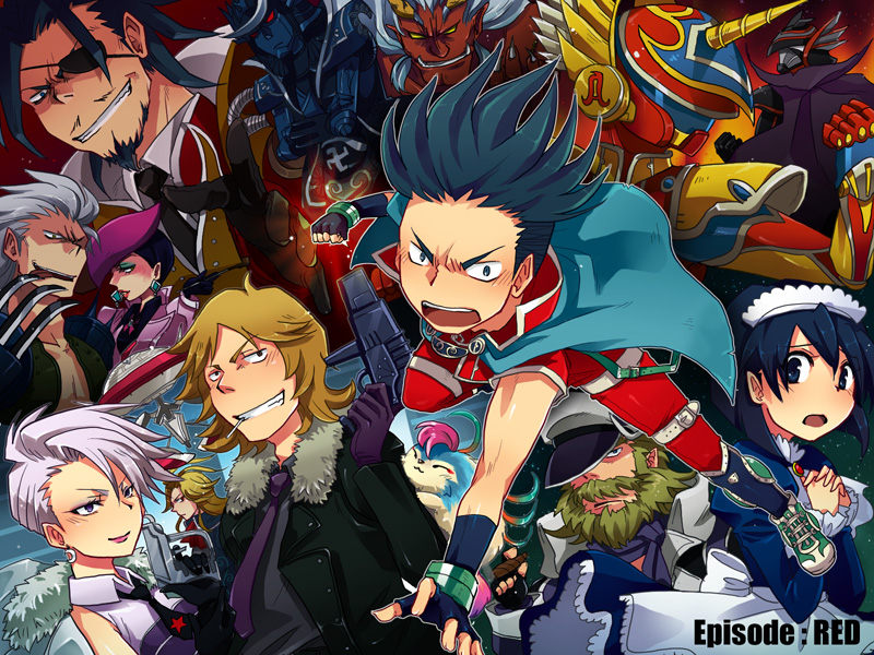 alkaiser alkarl breasts commentary_request cotton_(saga_frontier) doll_(saga_frontier) em_crazy everyone fuse_(saga_frontier) gloves long_hair mblack multiple_boys multiple_girls red_(saga_frontier) saga saga_frontier short_hair shuzer silence_(saga_frontier)