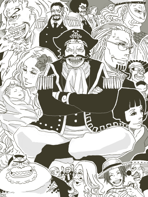 aged_down buggy_the_clown child crocus_(one_piece) cutty_flam edward_newgate everyone facial_hair father_and_son fluffy-bunny franky_(one_piece) gol_d._roger hat iceburg kinjishi_no_shiki kokoro_(one_piece) mermaid monkey_d._garp monochrome monster_boy monster_girl mother_and_son multiple_boys multiple_girls mustache one_piece pirate_hat portgas_d._ace portgas_d._rouge sengoku_(one_piece) shakuyaku_(one_piece) shanks_(one_piece) shueisha siblings silvers_rayleigh tom_(one_piece) tsuru_(one_piece) yokozuna_(one_piece)