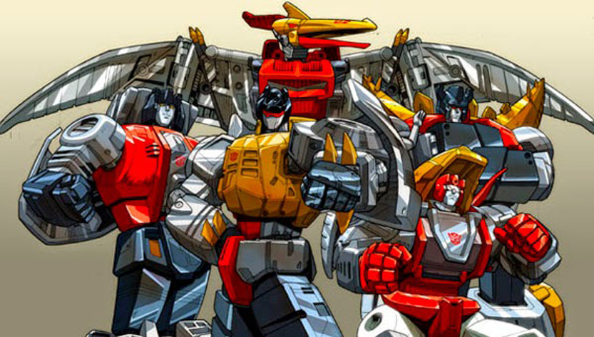 1980s_(style) 5boys autobot claws clenched_hands commentary crossed_arms dinobots_(g1) dinosaur english_commentary grimlock insignia jetstormsifuentes mecha multiple_boys no_humans oldschool open_mouth pointing pointing_at_viewer pteranodon red_visor retro_artstyle robot slag_(transformers) sludge_(transformers) snarl_(transformers) swoop_(transformers) transformers transformers:_generation_1