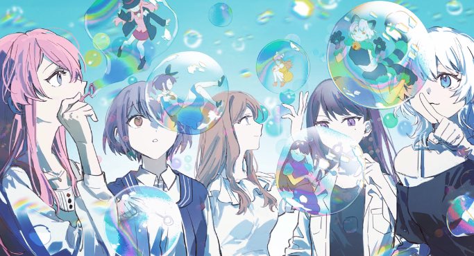 5girls :3 animal_hands artist_request bang_dream! bang_dream!_it&#039;s_mygo!!!!! black_hair black_shirt blowing_bubbles blue_eyes brown_eyes brown_hair chihaya_anon closed_mouth collared_shirt commission dress_shirt gloves grey_eyes grey_hair greyscale hand_up jacket kaname_raana long_hair mole mole_under_eye monochrome multiple_girls mygo!!!!!_(bang_dream!) nagasaki_soyo open_mouth paw_gloves pink_hair purple_eyes raana_the_cat second-party_source shiina_taki shirt short_hair takamatsu_tomori white_jacket white_shirt