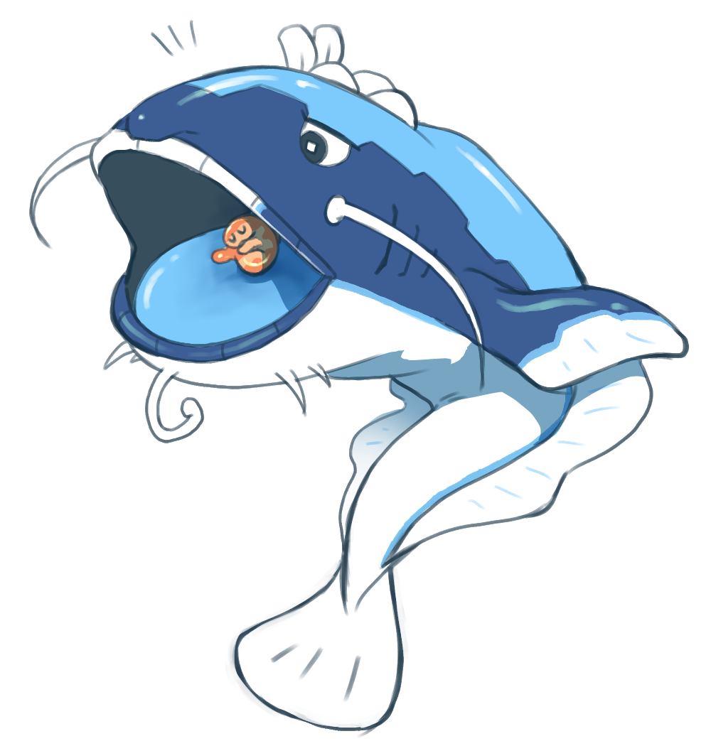 dondozo fish kairagi_ume nintendo no_humans open_mouth pokemon pokemon_(creature) simple_background sleeping tatsugiri white_background