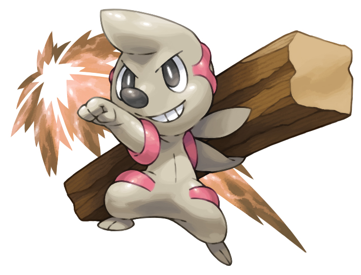 gen_5_pokemon nintendo no_humans pearl7 pokemon pokemon_(creature) pokemon_bw simple_background solo teeth timburr white_background