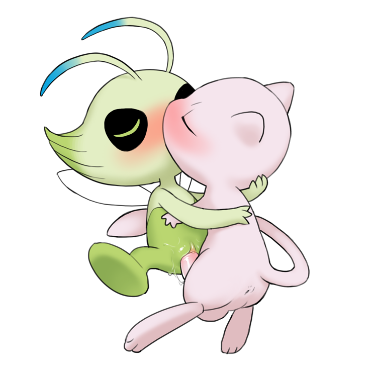 1boy 1girl antennae anus arms_around_neck blush celebi closed_eyes floating full_body gen_1_pokemon gen_2_pokemon hetero interspecies kiss legendary_pokemon mew_(pokemon) mythical_pokemon nintendo penis pokemon pokemon_(creature) pussy sex soles spread_legs tail testicles tosx uncensored vaginal white_background wings