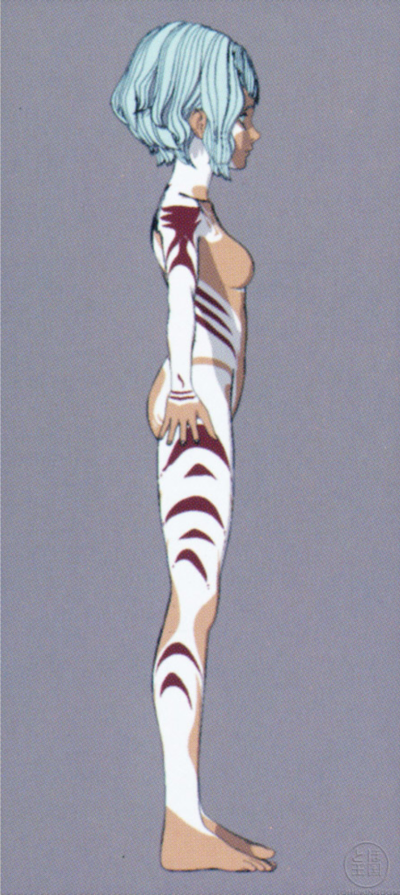 1girl antennae ass back_tattoo blue_hair bodypaint breasts completely_nude concept_art dark-skinned_female dark_skin godzilla:_city_on_the_edge_of_battle godzilla_(series) green_eyes highres houtua maina miana monster_girl multiple_girls nude official_art polygon_pictures pubic_tattoo small_breasts tattoo toho tramp_stamp tribal tribal_tattoo
