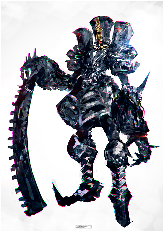 1boy alternate_design alternate_weapon armor charles_babbage_(fate) fate/grand_order fate_(series) full_body glowing glowing_eye k-suwabe mecha mortar_headd planted robot solo steampunk weapon white_background