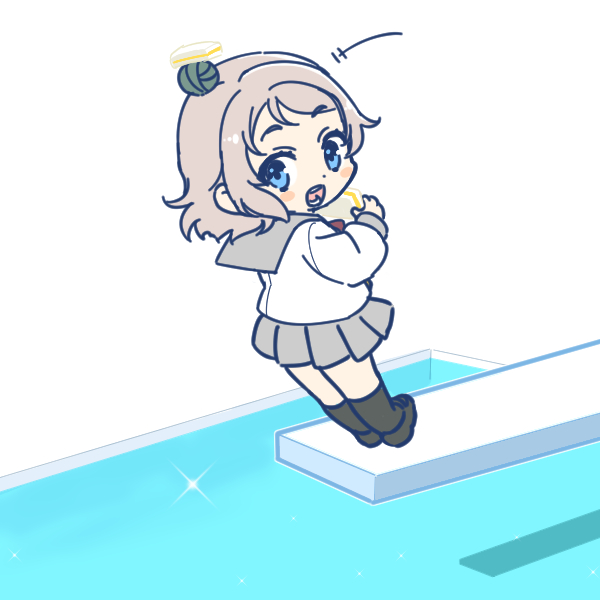 blue_eyes brown_hair diving looking_at_viewer love_live! love_live!_sunshine!! school_uniform short_hair uranohoshi_school_uniform watanabe_you water