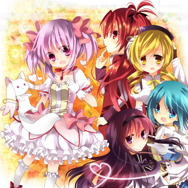 10s 5girls akemi_homura akemi_homura_(magical_girl) bad_id bad_pixiv_id blonde_hair blue_eyes blue_hair bow bubble_skirt drill_hair hair_bow hairband kaname_madoka kaname_madoka_(magical_girl) kozue kozue1120 kyubey magical_girl mahou_shoujo_madoka_magica mahou_shoujo_madoka_magica_(anime) miki_sayaka miki_sayaka_(magical_girl) multiple_girls pink_hair purple_eyes purple_hair red_eyes red_hair sakura_kyoko sakura_kyoko_(magical_girl) skirt tomoe_mami tomoe_mami_(magical_girl) twin_drills twintails yellow_eyes