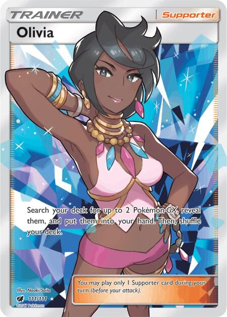 1girl arm_up armpits bangle bare_legs bare_shoulders bead_necklace beads black_eyes black_hair blue_nails bracelet breasts card_(medium) character_name collarbone creatures_(company) crop_top cropped_legs dark-skinned_female dark_skin diamond_(gemstone) earrings fingernails game_freak hand_on_own_hip jewelry lipstick looking_at_viewer makeup medium_breasts midriff nail_polish navel necklace nintendo no_bra non-web_source official_art olivia_(pokemon) pink_lips pokemon pokemon_sm pokemon_tcg purple_shorts saitou_naoki short_hair short_shorts shorts sideboob simple_background smile solo sparkle standing thighlet trading_card watermark white_background z-ring