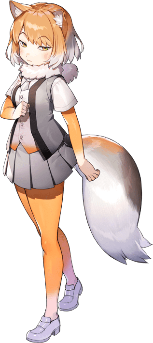 1girl full_body game_cg kemono_friends kemono_friends_kingdom looking_at_viewer official_art solo tachi-e tibetan_fox_(kemono_friends) transparent_background