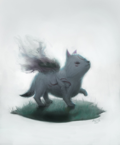 alex_chow chibiterasu dog facial_mark no_humans ookami_(game) ookamiden puppy solo tail wolf