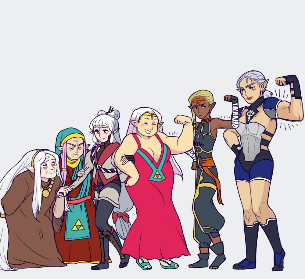 6+girls absurdly_long_hair arm_hug biceps blonde_hair breasts cleavage dark-skinned_female dark_skin dress flexing forehead_tattoo grey_hair hair_bun hair_ornament hair_stick hyrule_warriors:_age_of_calamity impa long_hair low-tied_long_hair mims_(mimimon) multiple_girls multiple_persona nintendo pink_hair pointy_ears sheikah single_hair_bun smile the_legend_of_zelda the_legend_of_zelda:_a_link_between_worlds the_legend_of_zelda:_breath_of_the_wild the_legend_of_zelda:_ocarina_of_time the_legend_of_zelda:_oracle_of_ages the_legend_of_zelda:_oracle_of_seasons the_legend_of_zelda:_skyward_sword triforce very_long_hair white_hair zelda_ii:_the_adventure_of_link