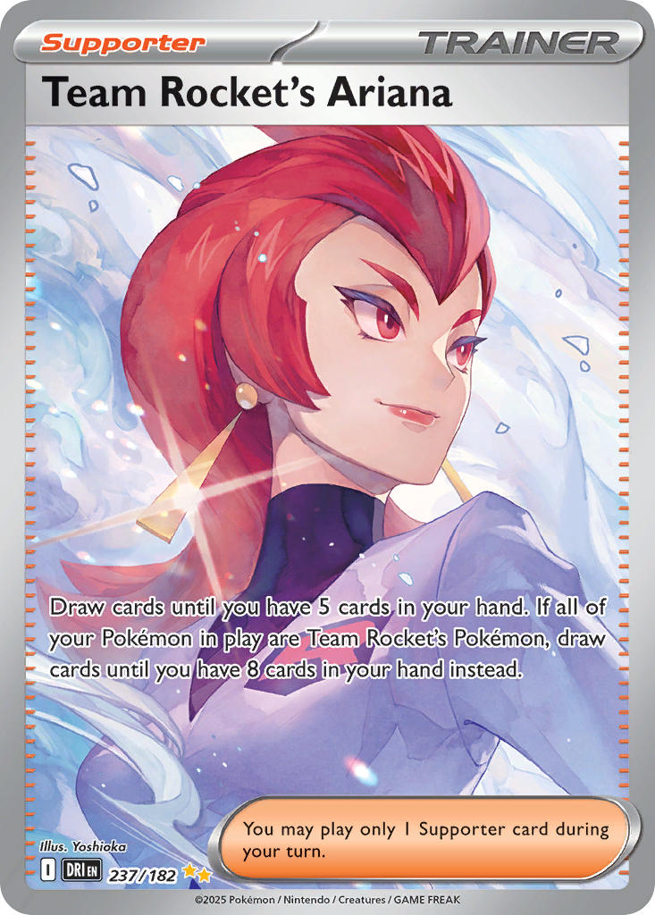 1girl ariana_(pokemon) artist_name breast_pocket card_(medium) character_name closed_mouth company_name copyright_name copyright_notice earrings english_text eyelashes glint jewelry lips medium_hair nintendo official_art pocket pokemon pokemon_card pokemon_hgss pokemon_tcg red_eyes red_hair smile team_rocket third-party_source trading_card turtleneck yoshioka_(haco)