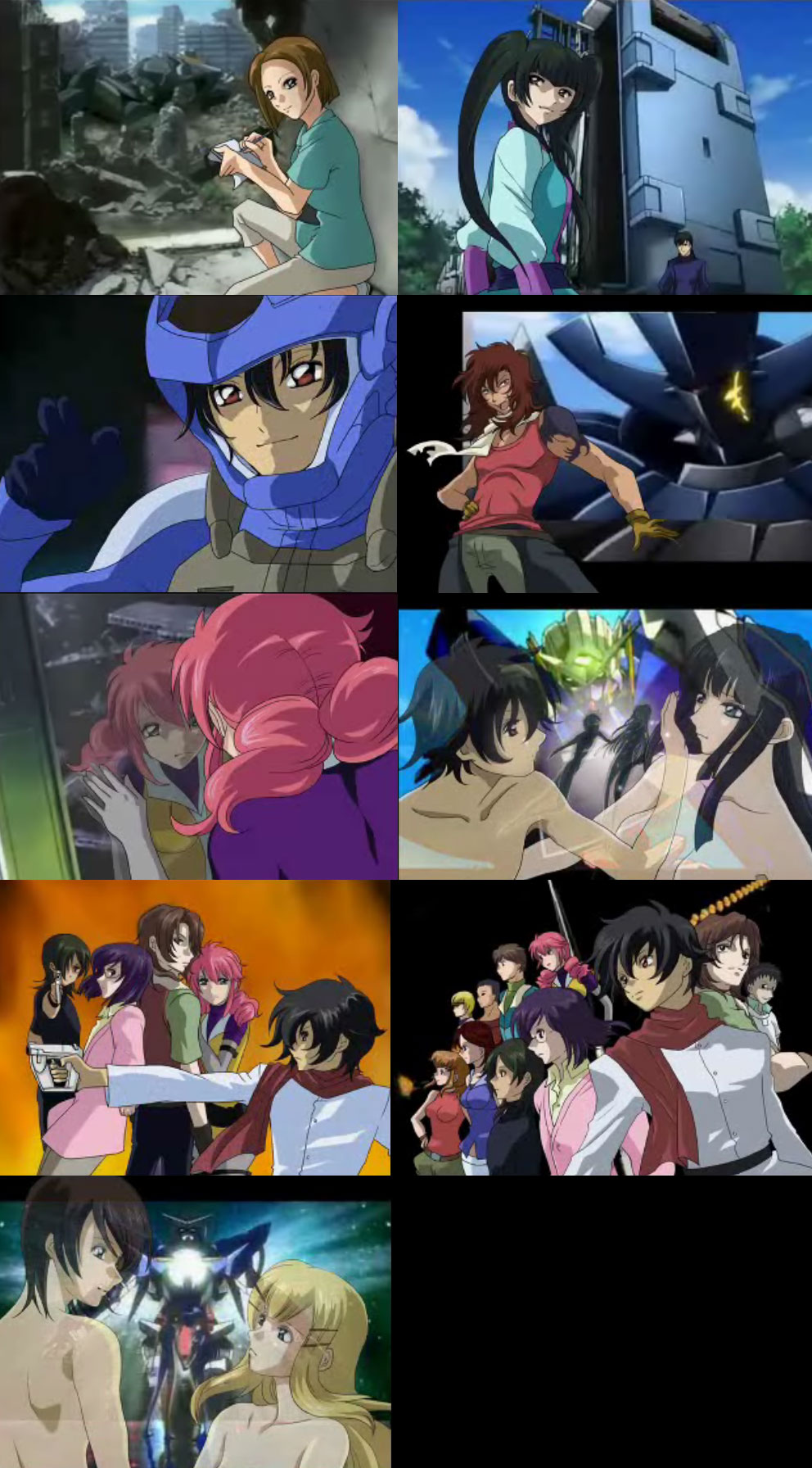 6+boys 6+girls ali_al-saachez allelujah_haptism anime_screenshot christina_sierra feldt_grace gundam gundam_00 gundam_seed highres hirai_hisashi kinue_crossroad lockon_stratos louise_halevy marina_ismail mecha multiple_boys multiple_girls parody robot saji_crossroad setsuna_f._seiei sumeragi_lee_noriega third-party_edit tieria_erde wang_liu_mei