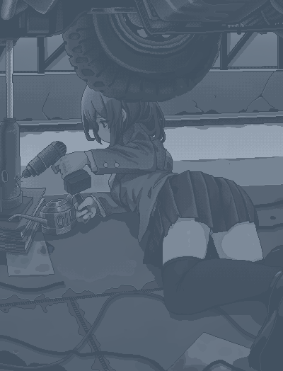 1girl black_thighhighs blazer book breaking car car_jack dress_shirt garage greyscale hamsterfragment holding_tool imminent_suicide jacket loafers long_sleeves looking_at_object medium_hair monochrome motor_vehicle oil_can original panties pantyshot power_drill school_uniform shirt shoes solo suicidal_girl_(hamsterfragment) thighhighs under_car underwear zettai_ryouiki