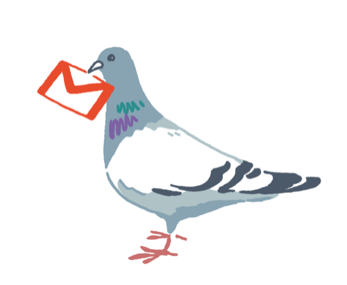 animal_focus beak_hold bird envelope from_side gmail hirasawa_minami letter lowres mouth_hold no_humans no_lineart original pigeon simple_background solo white_background