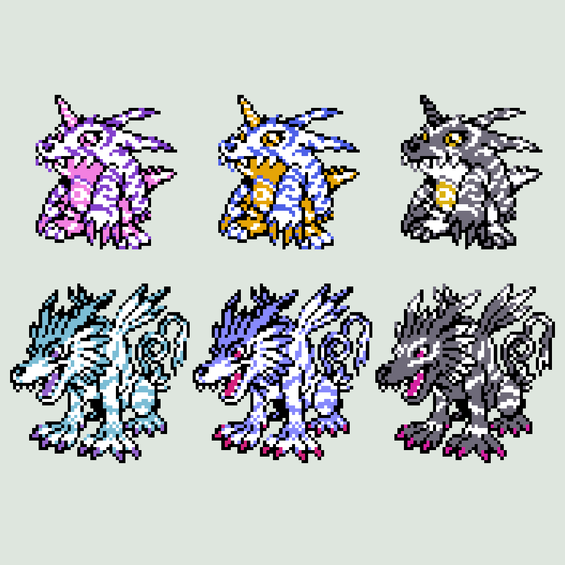 claws digimon digimon_(creature) gabumon gabumon_(black) garurumon garurumon_(black) gururumon horns psychemon sharp_teeth tail teeth