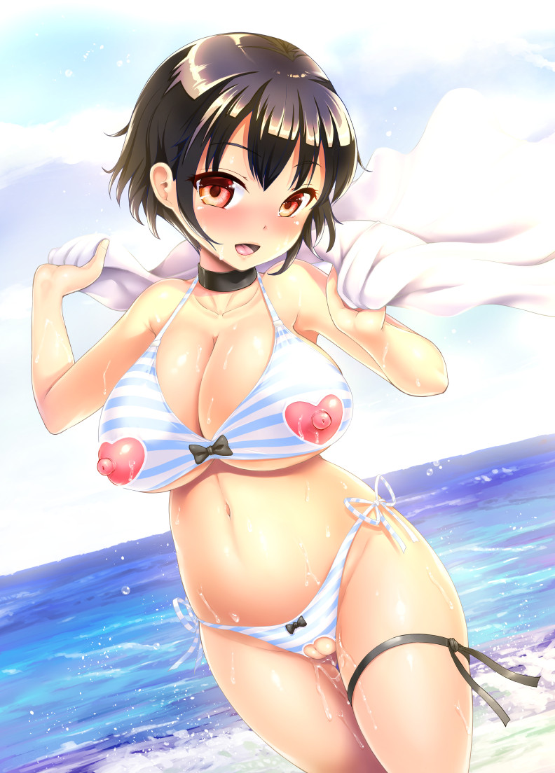 hentai Open crotch bikini pussy 