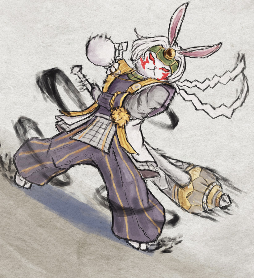 grimms_notes male_focus neko_no_hoppe no_humans rabbit_boy solo tagme white-haired_moon_rabbit_(grimms_notes)